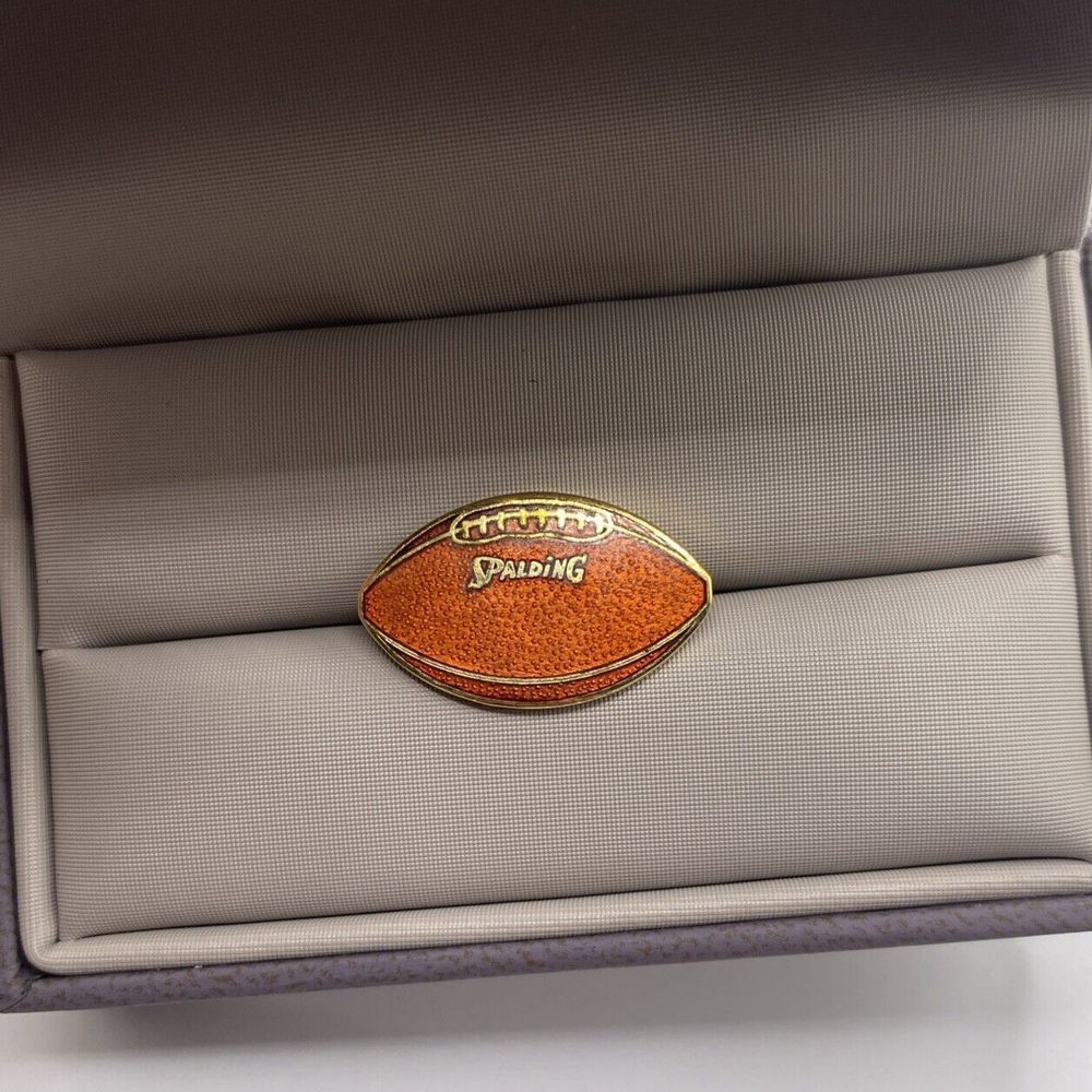SPALDING Pin Circa Vintage Enamel Hat Lapel Football Official 1980's